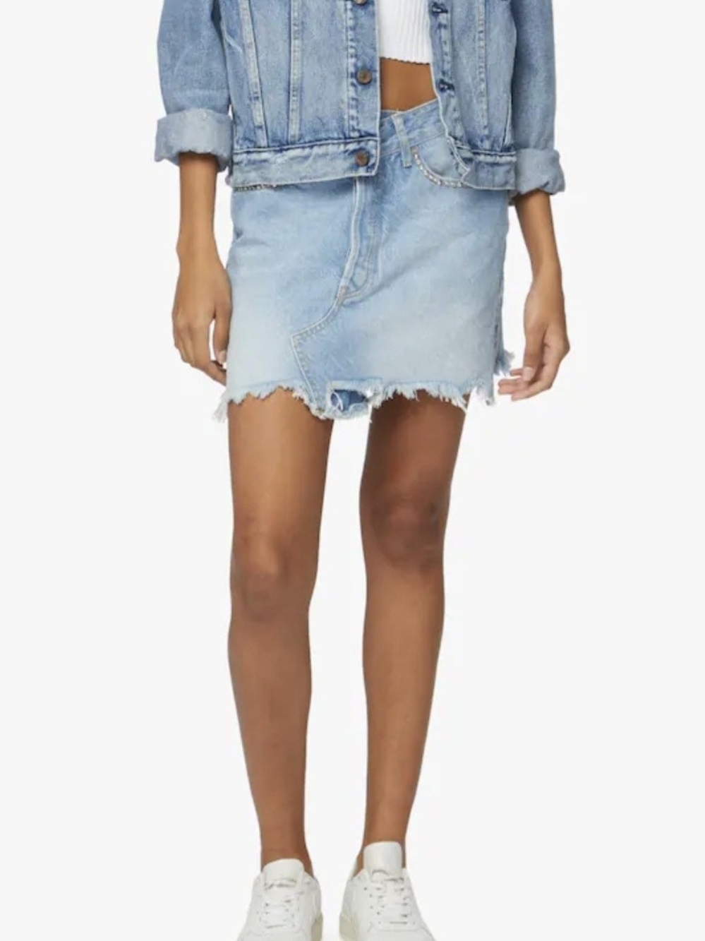 Liu Jo Light Blue Denim Mini Skirt with Frayed Hem